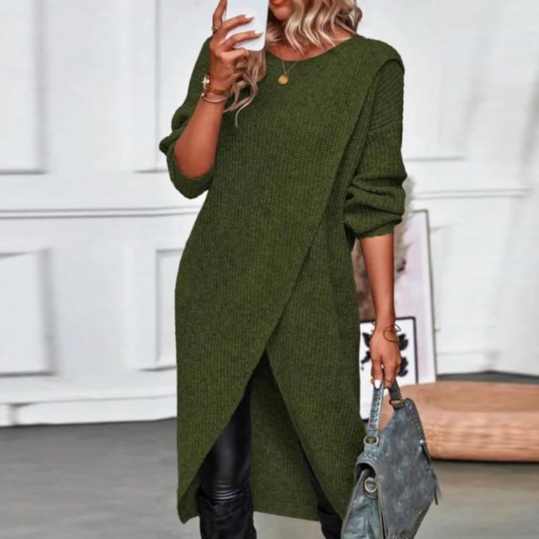 Women's wrap maxi sweater dress