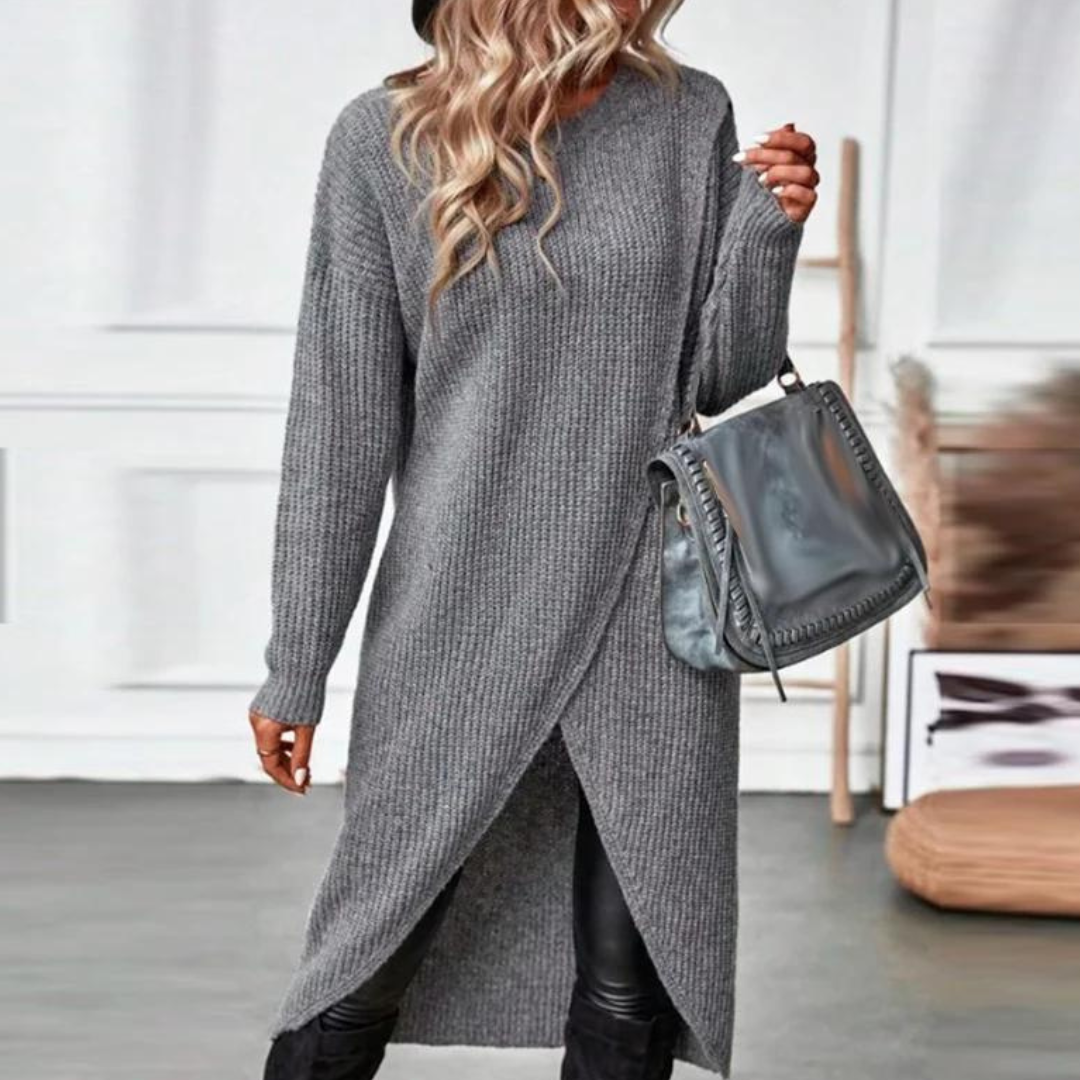 Women's wrap maxi sweater dress