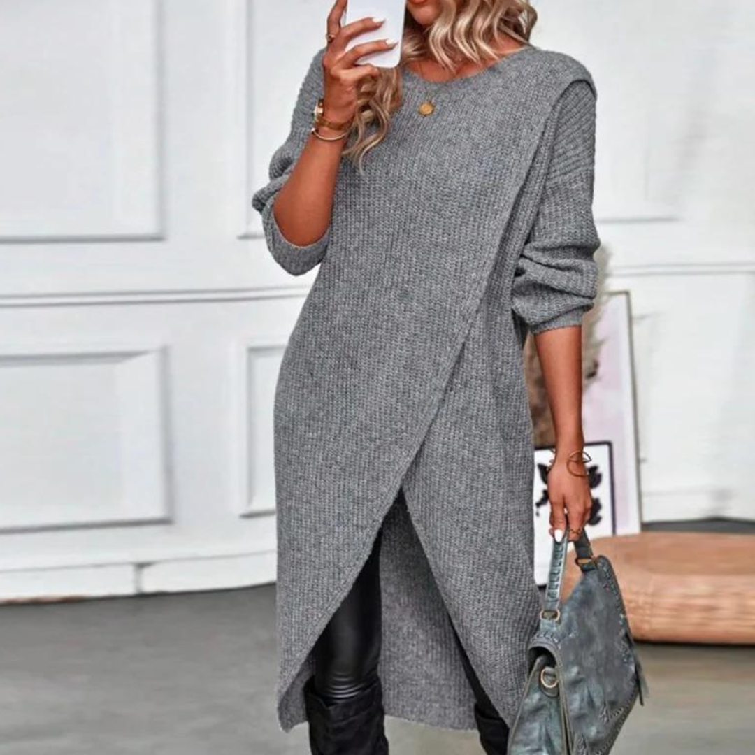 Women's wrap maxi sweater dress