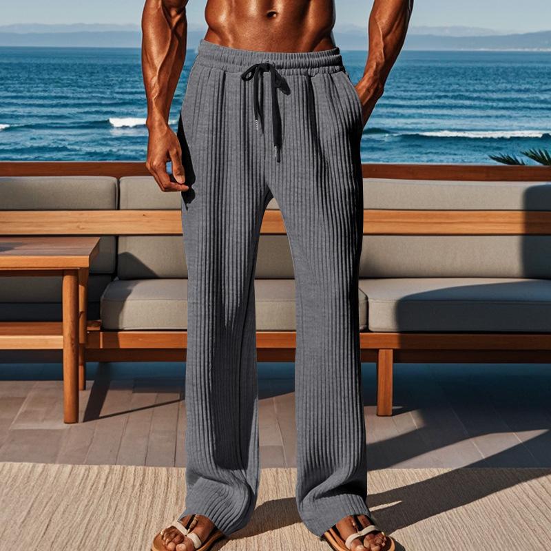 Men's vertical striped elastic sports pants