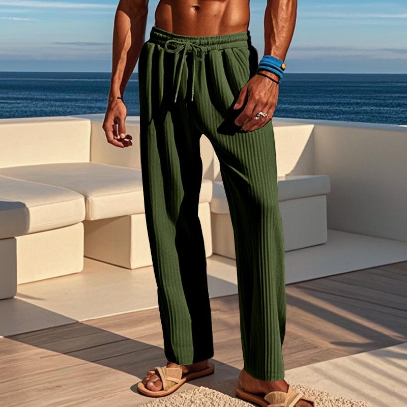Men's vertical striped elastic sports pants