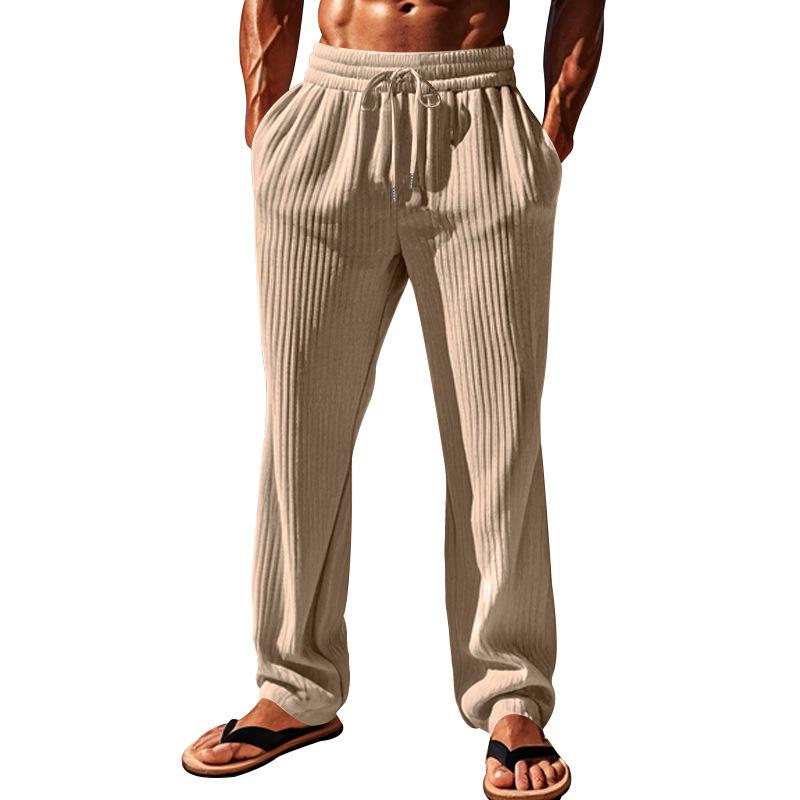 Men's vertical striped elastic sports pants