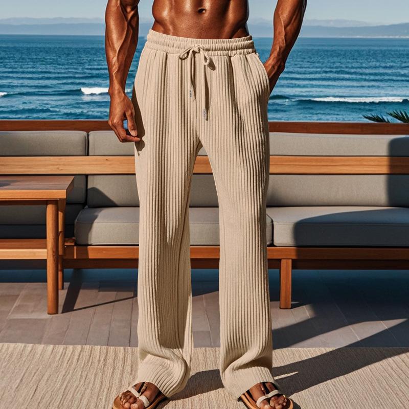 Men's vertical striped elastic sports pants