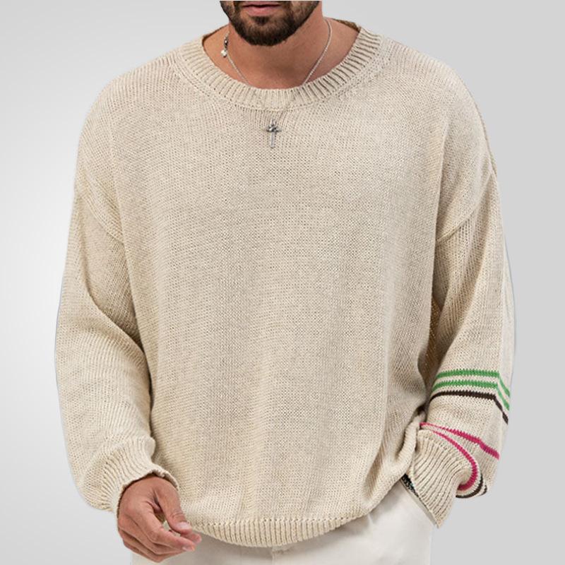 Men's casual round neck loose knit pullover sweater