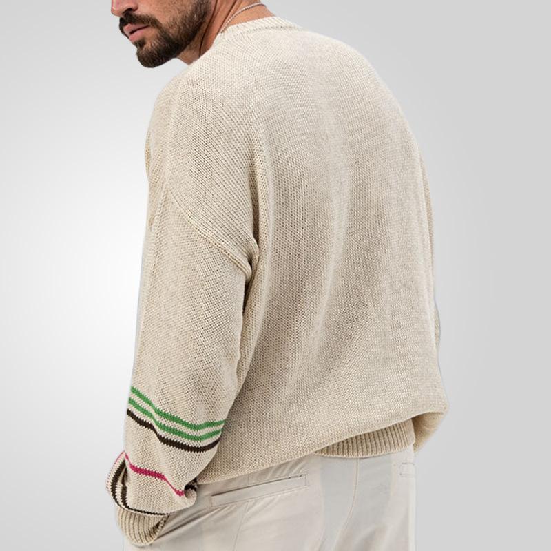 Men's casual round neck loose knit pullover sweater