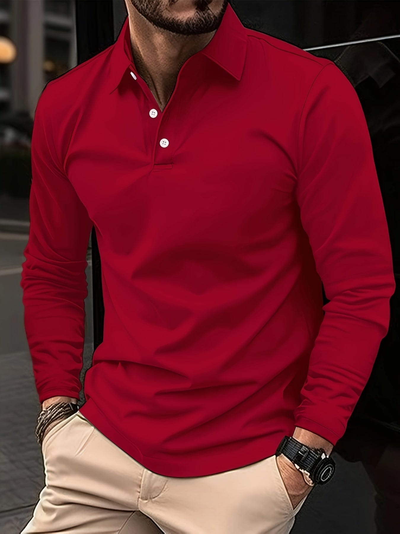 Long sleeve polo shirt for men