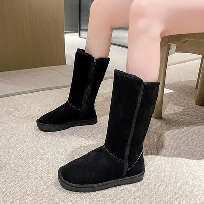 Women's side zipper snow boots