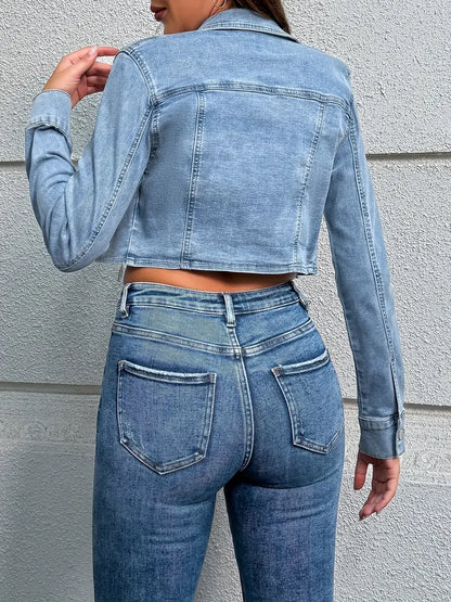 Classic Button-Up Denim Crop Top