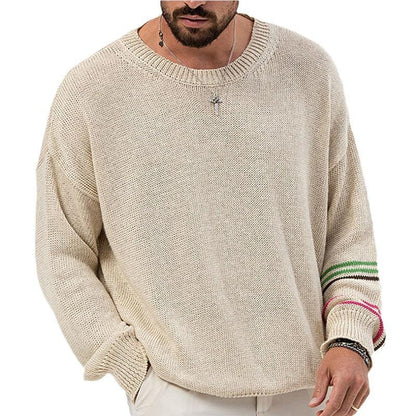 Men's casual round neck loose knit pullover sweater
