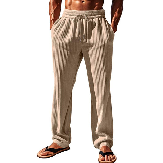 Men's vertical striped elastic sports pants
