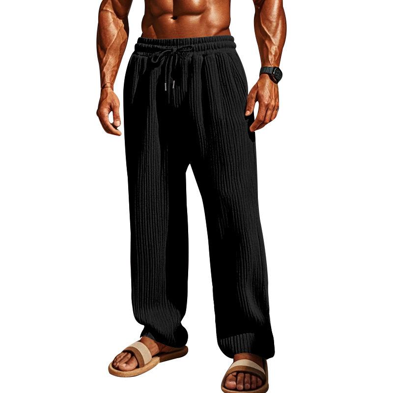 Men's vertical striped elastic sports pants