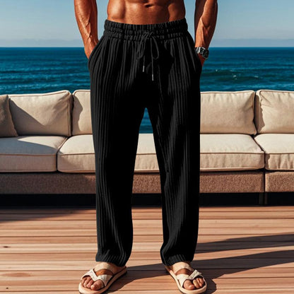 Men's vertical striped elastic sports pants
