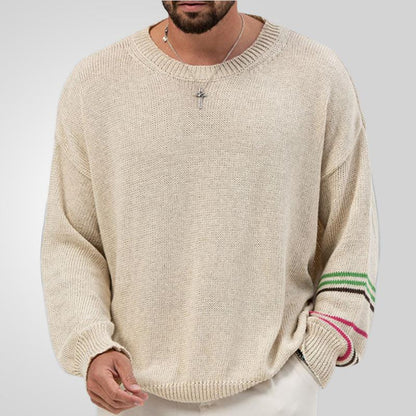 Men's casual round neck loose knit pullover sweater